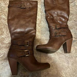 Wide calf high heel boot